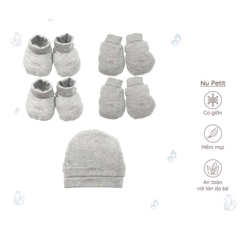 Nous set mũ, bao tay chân cho bé sơ sinh