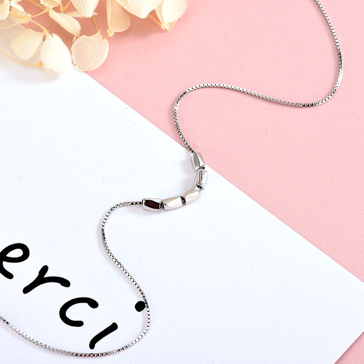 Dây chuyền bạc thiết kế 5 hạt hình ô van vát cạnh sáng đẹp đơn giản tinh tế ANTA Jewelry - ATJ9003