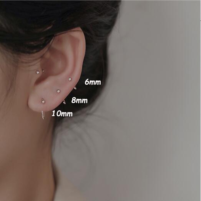Đôi khuyên tai WE FLOWER mạ bạc S925 thiết kế hạt tròn ngôi sao mặt trăng tùy chọn thời trang Hàn Quốc unisex
