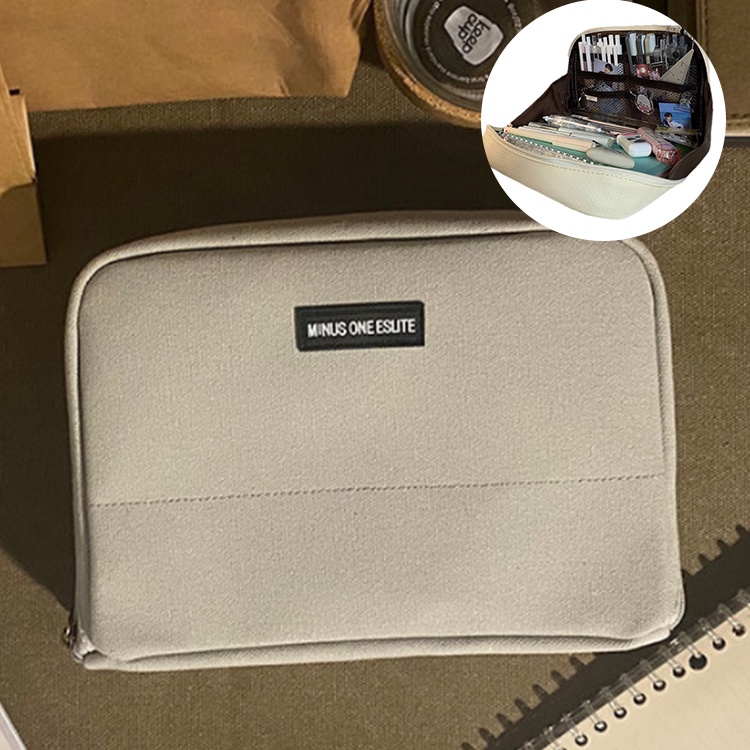 Túi Đựng Bút Bằng Vải Canvas Cỡ Lớn Đa Năng Thiết Kế Đơn Giản Dành Cho Học Sinh