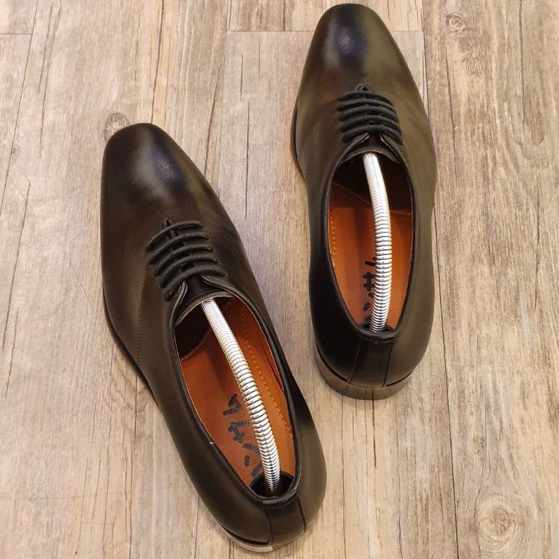 Giày Oxford Hansamu - AL 5 lỗ da trơn MS004 Đen