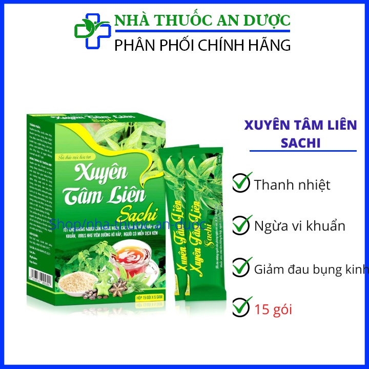 Trà hòa tan xuyên tâm liên sachi giúp giảm cảm cúm , thanh nhiệt thải độc 15 gói x 5 gam