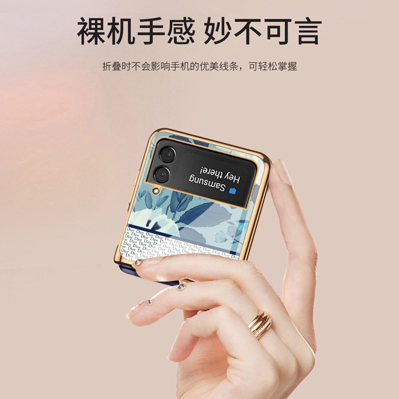 Ốp điện thoại kính cường lực mạ kim loại dành cho Samsung Galaxy Z Flip4 Flip3 5G Galaxy Z Flip 4