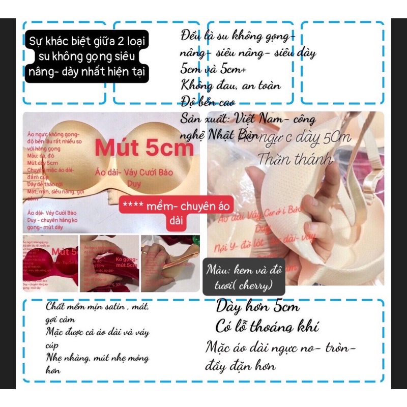 Áo ngực ko gọng siêu dày 5cm chuyên mặc áo dài- áo su siêu dày