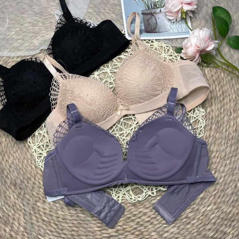 Áo lót nữ ren mềm C.X.G cao cấp, không gọng thoải mái khi mặc, mút đệm bàn tay 3cm ôm nâng đẩy ngực đẹp. Mã ML03