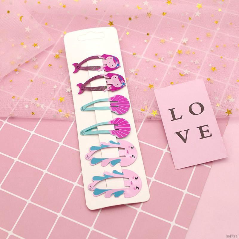 Set 6 kẹp tóc tạo hình dễ thương nhiều màu sắc bắt mắt cho bé gái