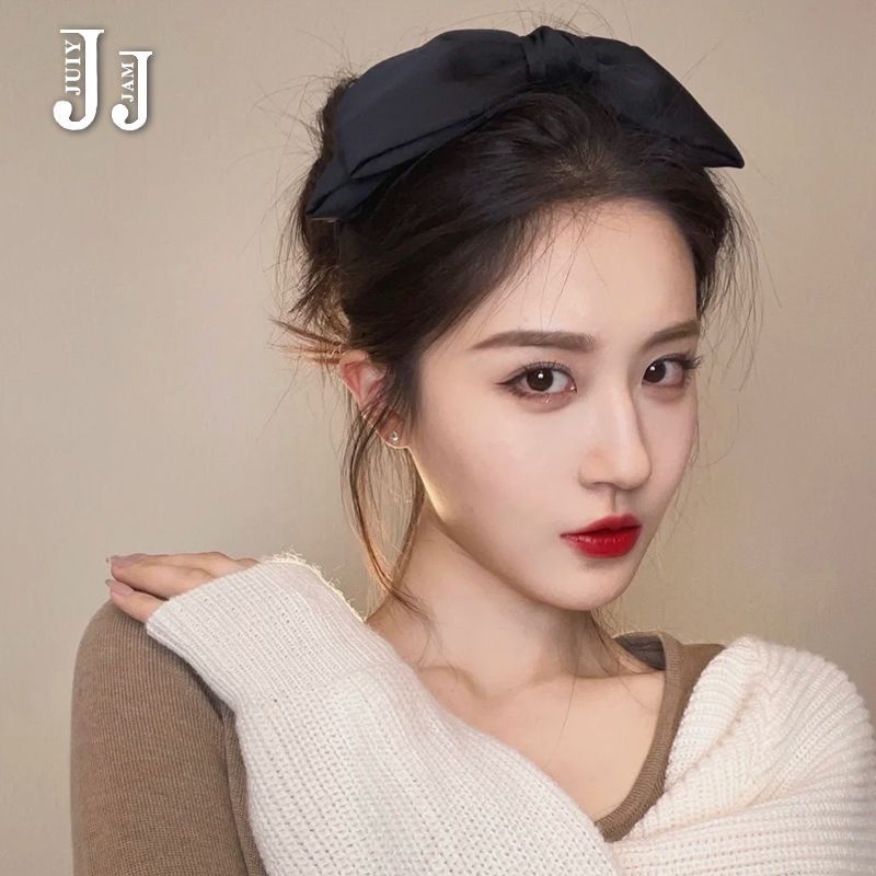 Băng Đô Vải Màu Trơn Đính Nơ To Kiểu Hàn Quốc Dễ Thương