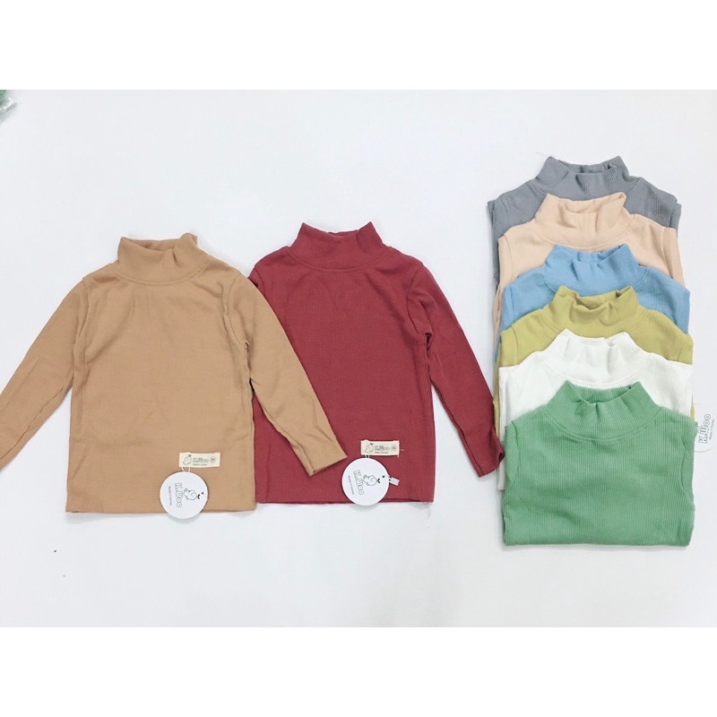 Áo gân tăm cổ 3 phân cho bé, áo dài tay cho bé