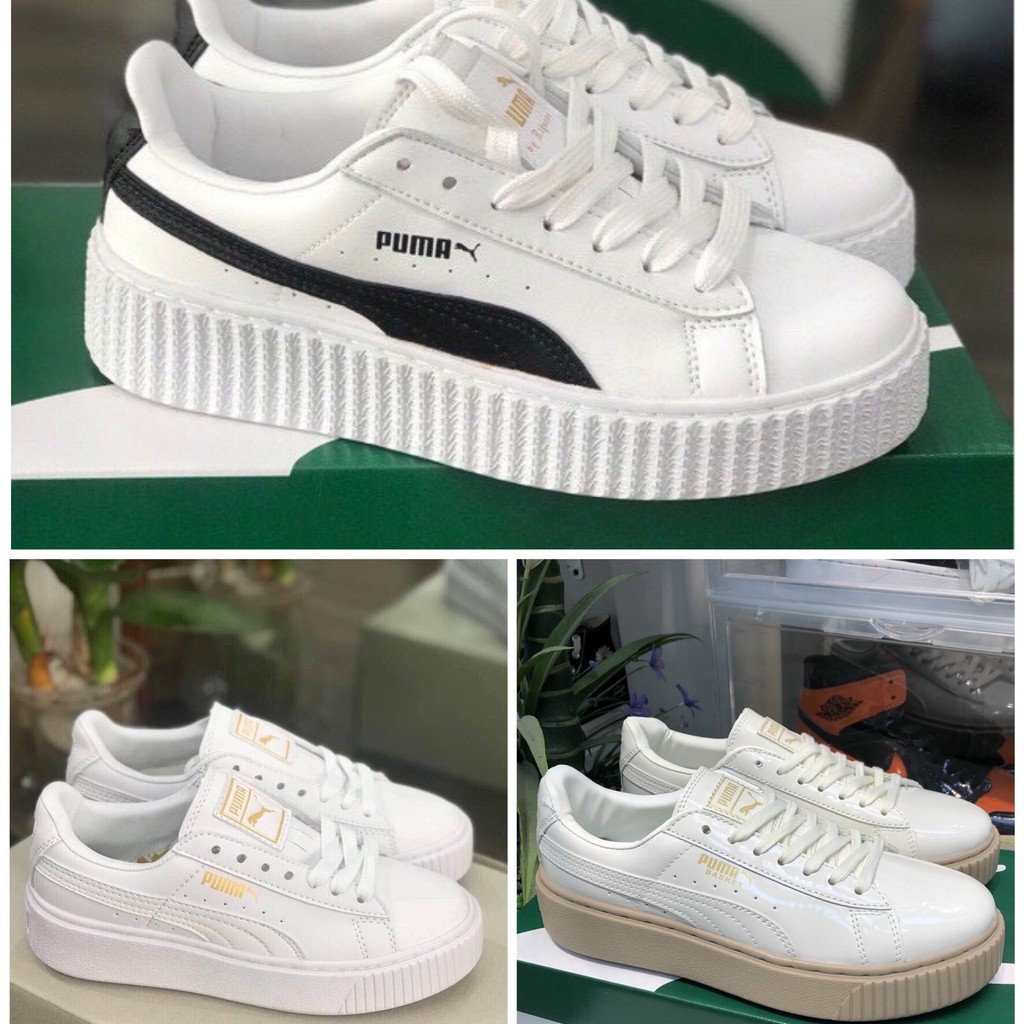 Giày thể thao Sneaker Puma nữ,Puma đế nâu da bóng,đen trắng, full trắng hottrend 2021