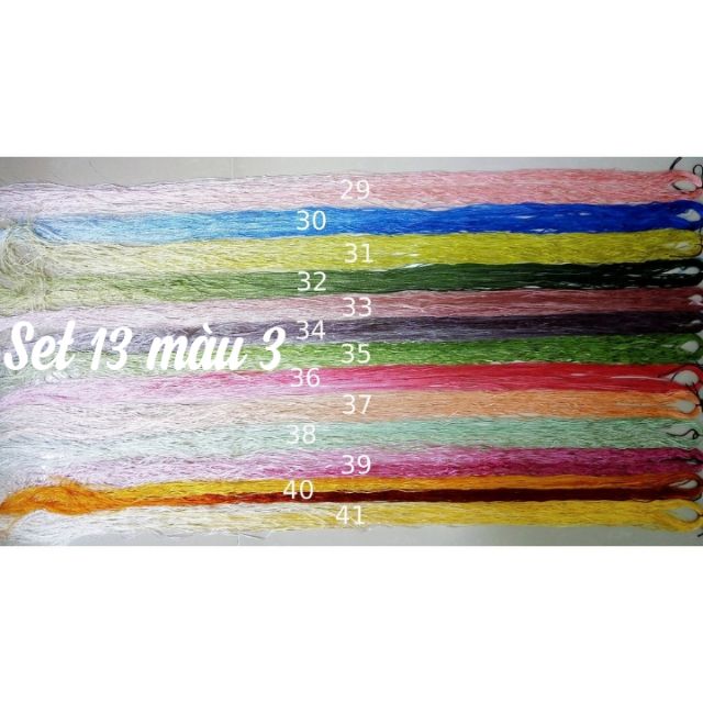 Set chỉ tơ bóng loang màu 13 màu