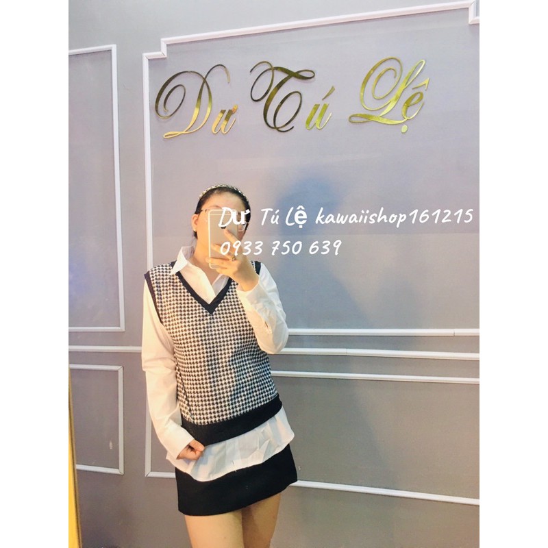 [Mã WASKT304 giảm 15% tối đa 30K đơn 99K] set áo gile sơ mi tay dài oversize clip ảnh thật Dư Tú Lệ