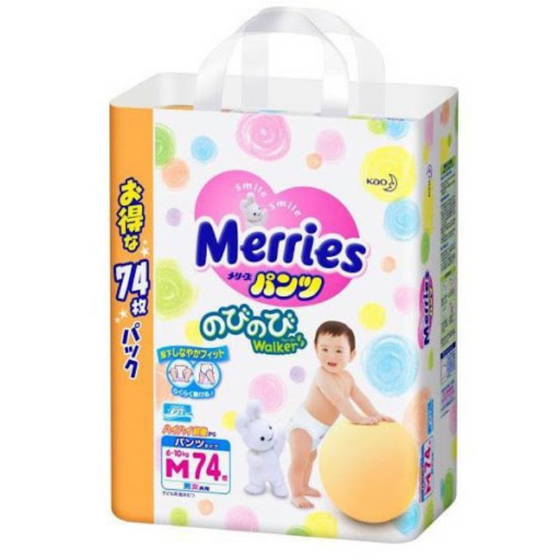Tã dán/quần Merries Jumbo Nhật mẫu mới M76/L64/L56/XL50/XXL32