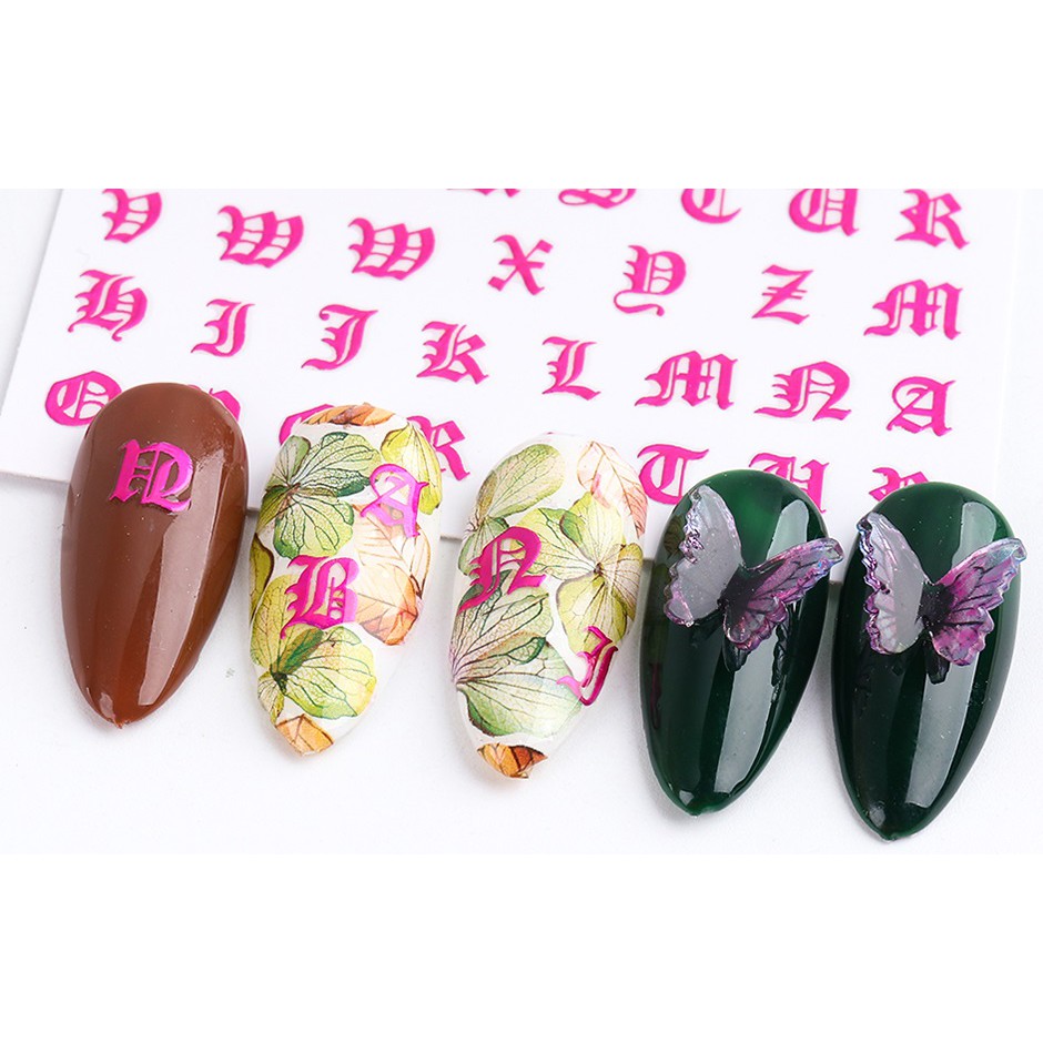 Sticker nails chữ la mã tráng gương - hình dán móng 3D