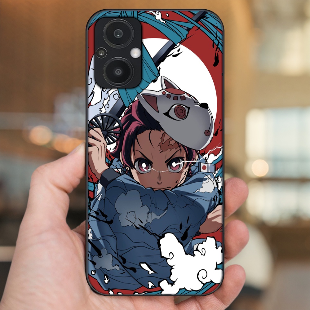 Ốp lưng Oppo Reno 7Z 5G viền đen in hình Tanjiro Kimetsu No Yaiba