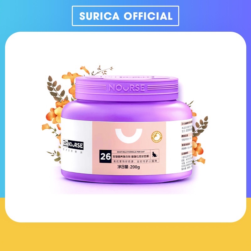 Sữa Dê Cho Mèo Nourse 26 Cho Mèo Con Mèo Bầu Sữa Sơ Sinh Thay Thế Sữa Mẹ Surica VN26 (200g)