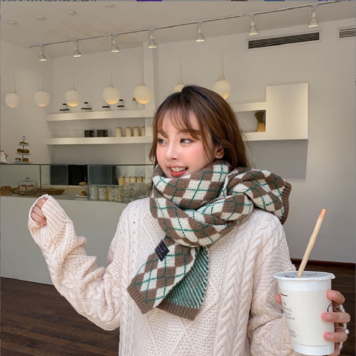 [CAO CẤP] Khăn Choàng Cổ Len Đan Cao Cấp Giữ Ấm Mùa Đông Họa Tiết Kẻ Sọc Cổ Điển [35X180CM]- KQC17