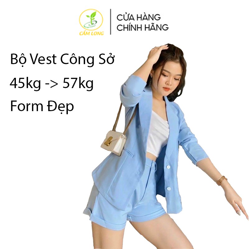 [Ảnh + Video Thật] Set Vest Nữ Blazer Công Sở Hàn Quốc, Bộ Áo Vest Nữ 3 Món (Áo Khoác + Quần Ngắn + Thun Trong)