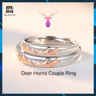 Nhẫn đôi nam nữ, nhẫn cặp tình yêu Deer Horn - Nhẫn couple freesize hợp kim bền màu không gỉ