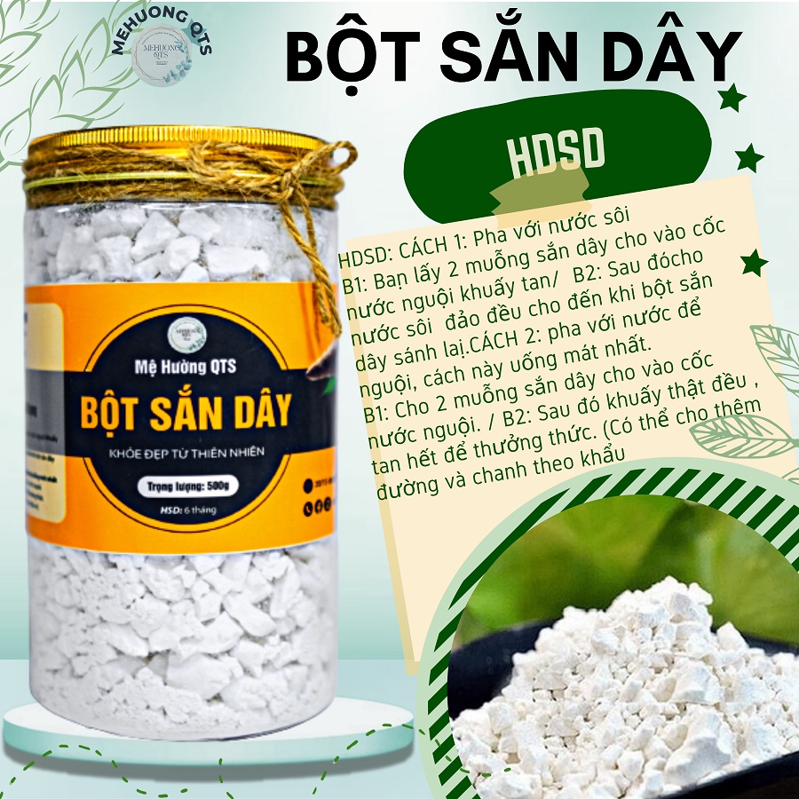 Bột sắn dây nguyên chất thanh nhiệt giải độc nhà làm MỆ HƯỜNG QUẢNG TRỊ 500gram,1 ký.