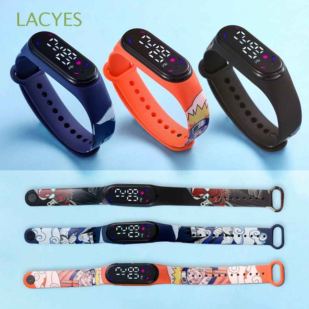 Lacyes Đồng Hồ Đeo Tay Thể Thao Kỹ Thuật Số Led Silicon Nhân Vật Anime Naruto Siêu Nhẹ Màu Tím
