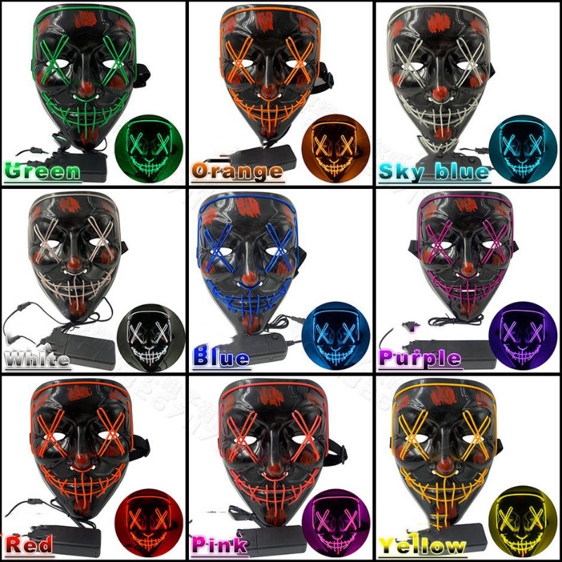 Mặt Nạ Hóa Trang Halloween Hình Đầu Lâu Kinh Dị Có Đèn LED Neon