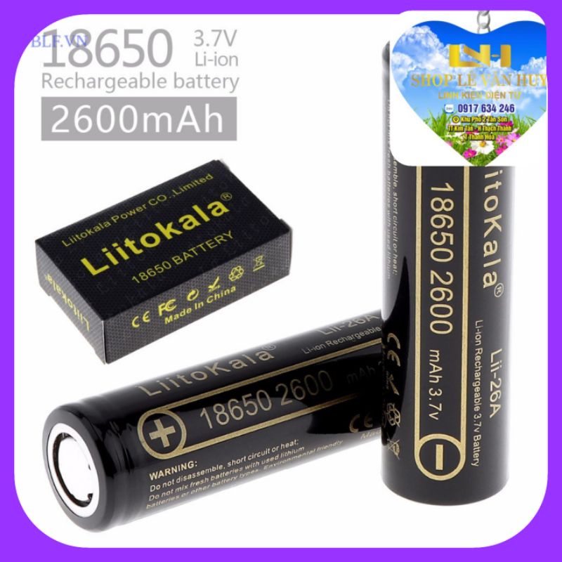 Pin sạc LiitoKala lii-26A 18650 2600mAh