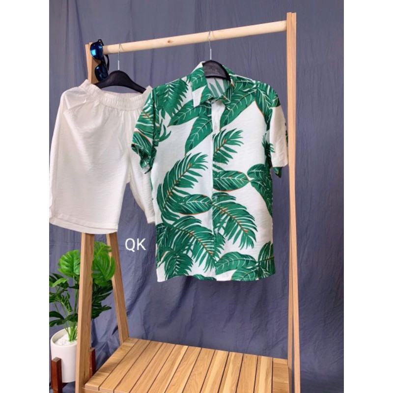 Sét bộ đi biển trái cây, hoa lá cho nam nữ, gia đình hình chụp thật, vải tơ đũi xịn, hàng sẵn, bán lẻ quần