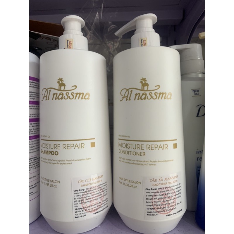 Cặp Gội Xả Al Nassma Phục Hồi Khô Sơ Cao Cấp 1000ml x 2