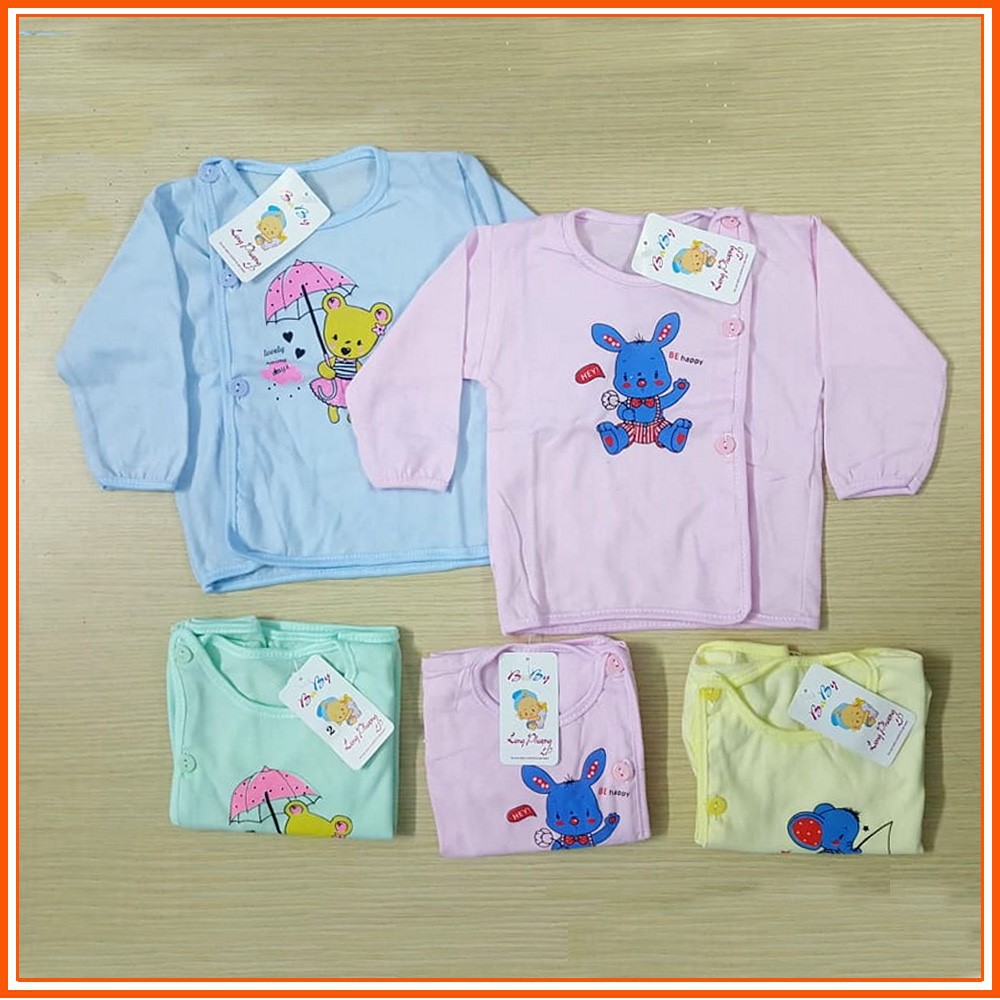 Combo 5 Áo dài tay sơ sinh Baby 100% cotton cho bé (2-6kg)