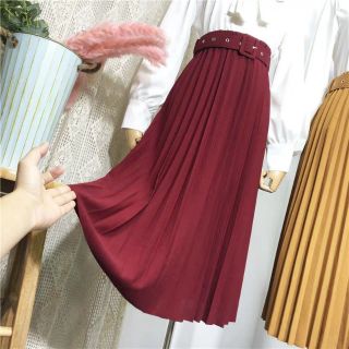 🌱CHÂN VÁY XẾP LY DÀI KÈM ĐAI🎉