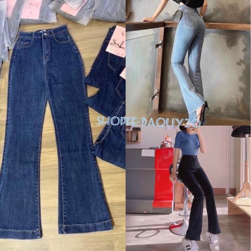 [JEANS]Quần bò loe cạp cao🌸DAQUY20🌸quần JEANS co zãn ống loe cạp cao quốc dân