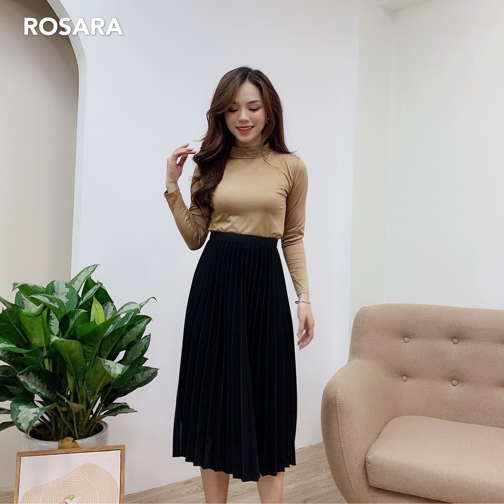 Chân váy xếp ly dài cạp chun 3 màu Rosara SP15 | BigBuy360 - bigbuy360.vn