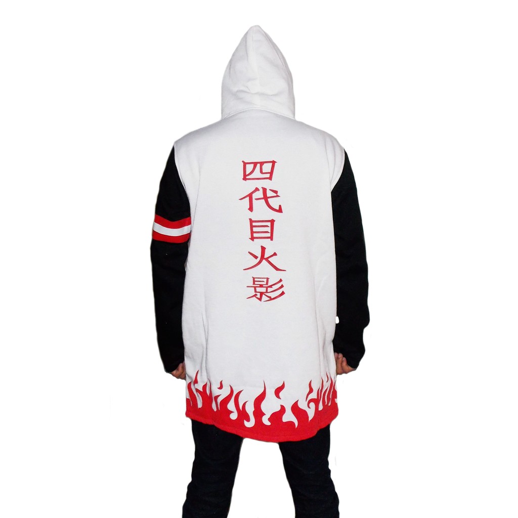 Áo Khoác Hoodie Họa Tiết Naruto Yondaime Hokage Putih - Jubah Cá Tính Cho Bé Trai