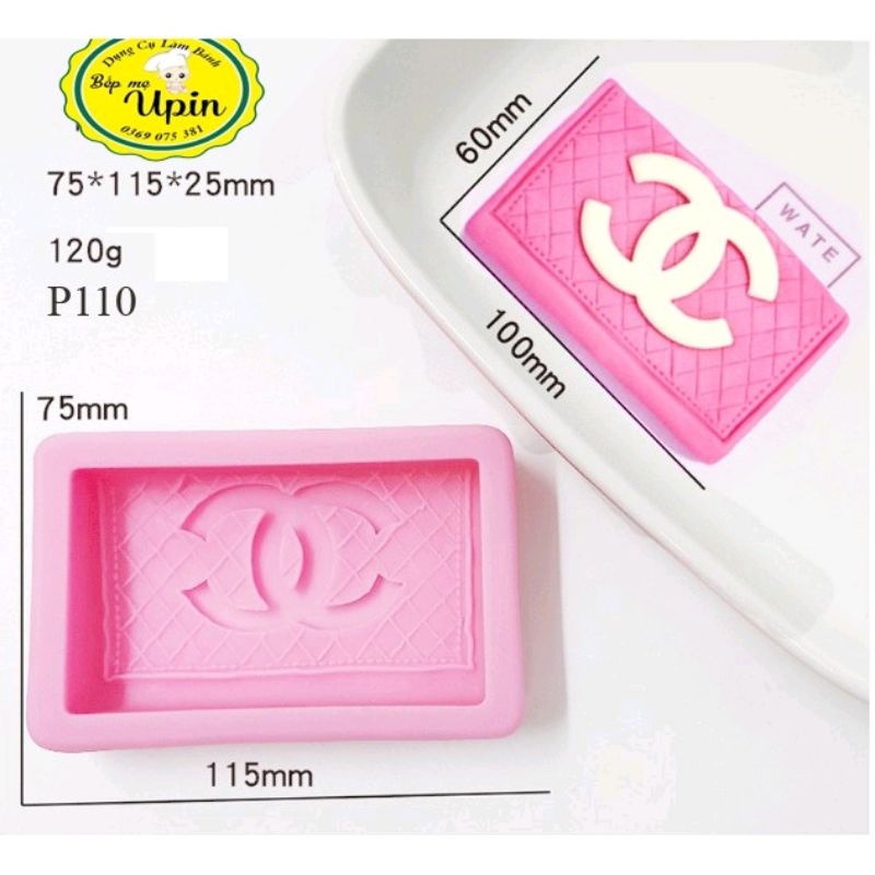 Khuôn silicon túi ví phấn chanel làm bánh sinh nhật nến thơm