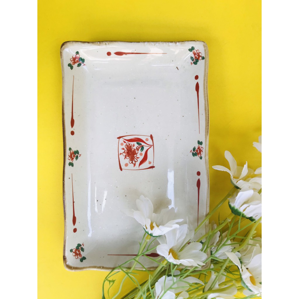 Set chén đĩa gốm Nhật hoa đỏ [SẴN HÀNG, GỐM MỘC CỰC ĐẸP] còn gì hơn vừa ngon miệng đẹp mắt