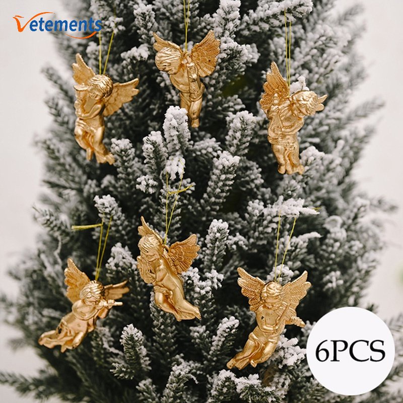 Bộ 6 Búp Bê Thiên Thần Nhỏ Bằng Nhựa Dễ Thương Trang Trí Giáng Sinh / Nhà Cửa DIY