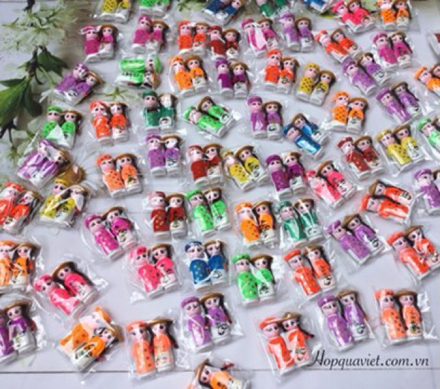 Set 50 cặp tượng hít dâu rể nón lá quà tặng cưới