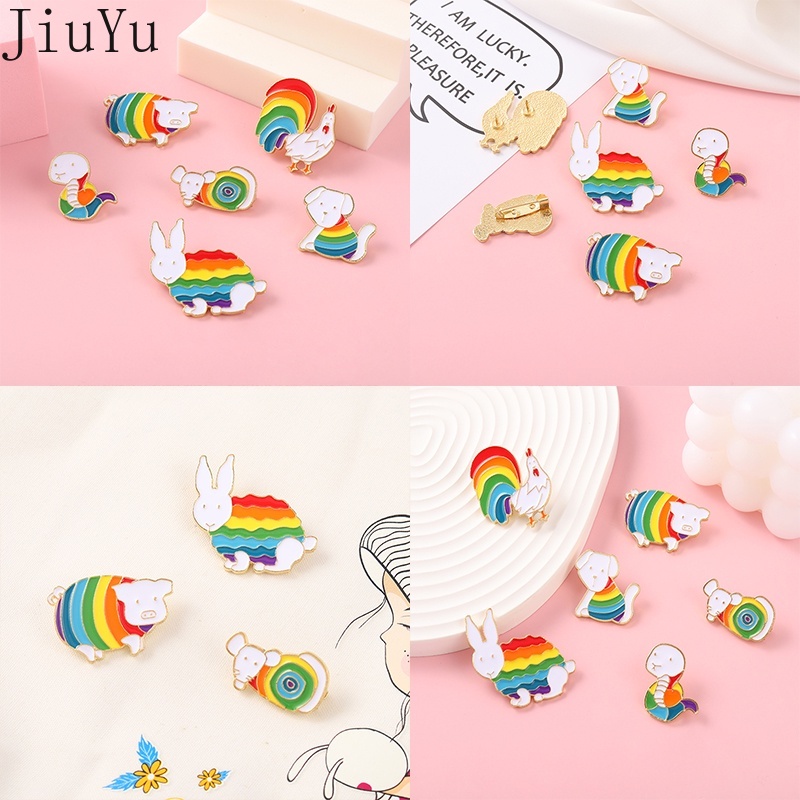 Huy Hiệu Cài Áo Tráng Men Họa Tiết Hoạt Hình Cầu Vồng/Khủng Long/Cầu Vồng LGBT