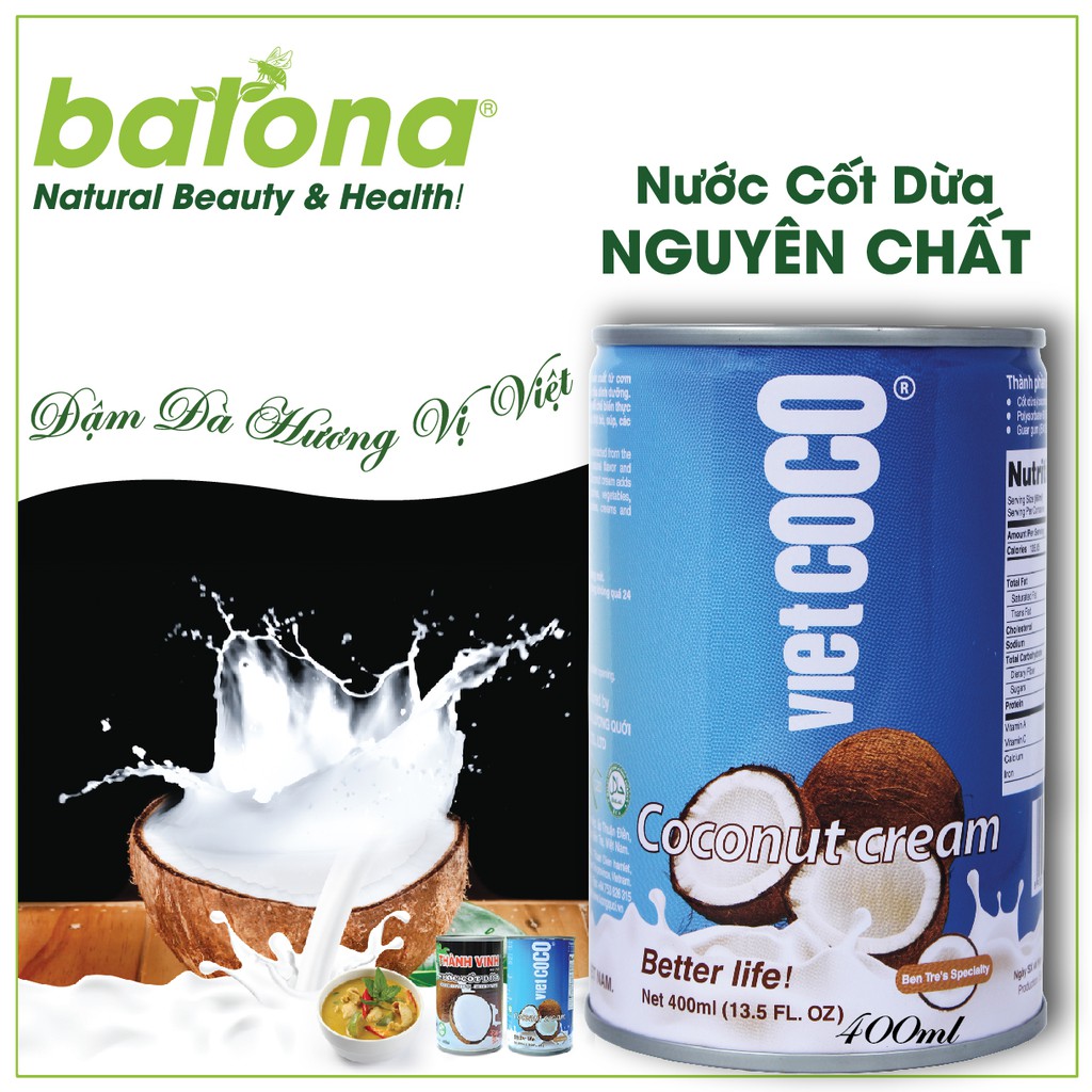 Nước Cốt Dừa Nguyên Chât 22% - Vietcoco 400ml