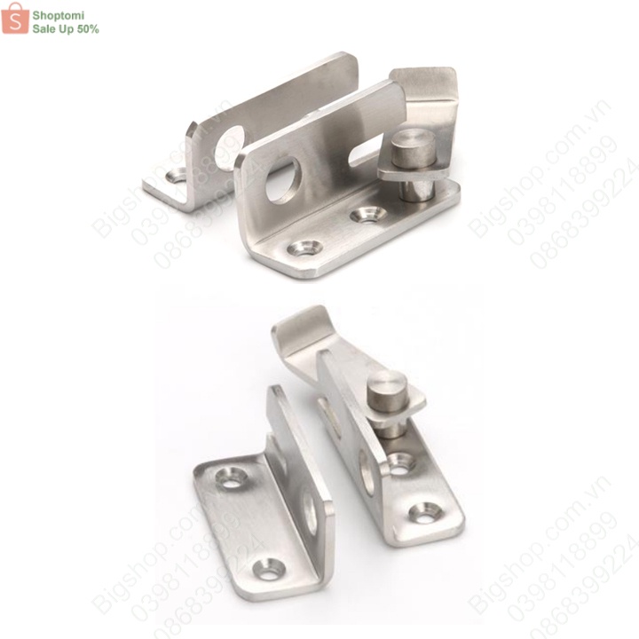 Chốt cửa bằng inox 304, mở bên trái hoặc phải tùy chọn, loại có lỗ để khóa chống trộm an toàn