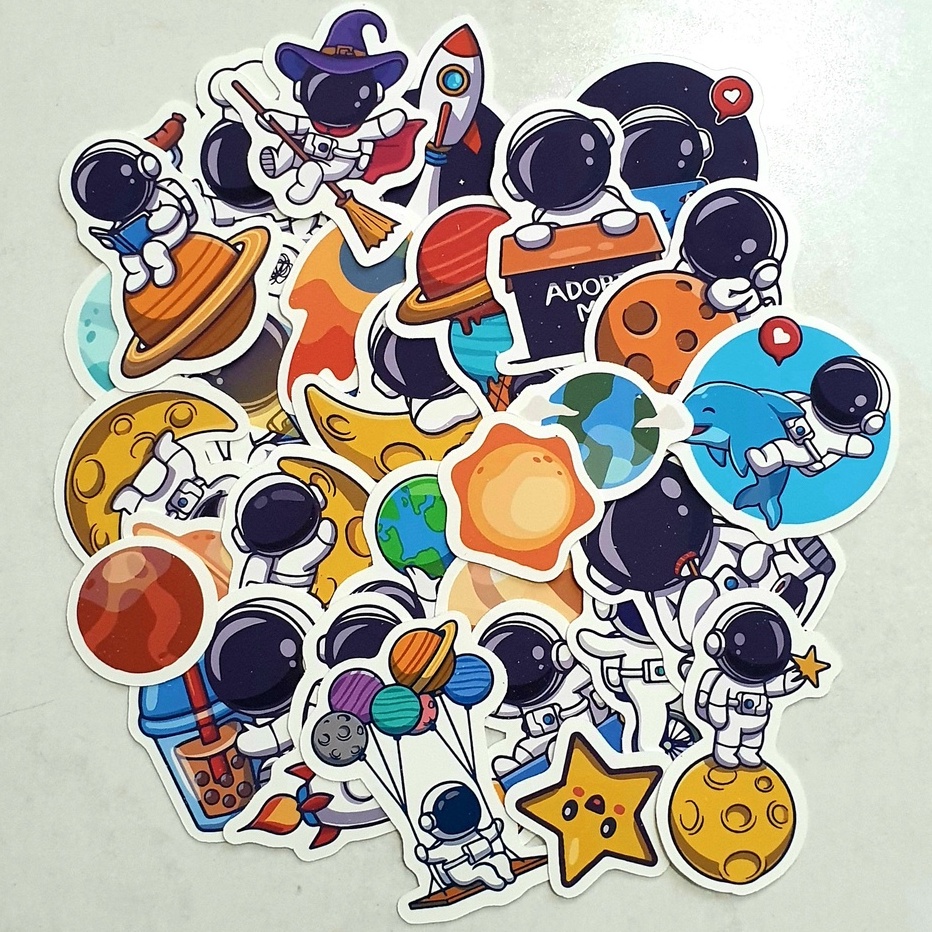 30 Hình dán Sticker phi hành gia cute đáng yêu dễ thương  trang trí Macbook, Vali, Mũ bảo hiểm, Điện thoại, Laptop