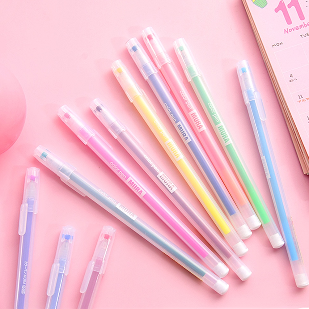 Hw Set 12 Bút Mực Gel Ngòi 0.5mm Nhiều Màu Xinh Xắn