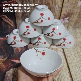 Chén cơm hồng mai sứ Minh Long - chén cơm sứ Minh Long