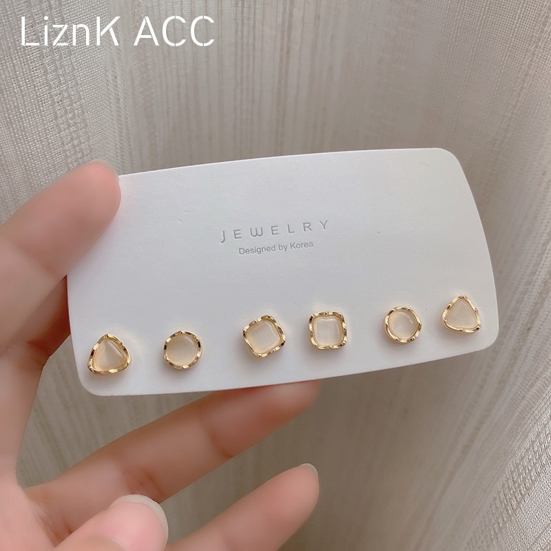 Set 3 Đôi Bông Tai Mạ Bạc S925 Hợp Thời Trang Cho Nữ