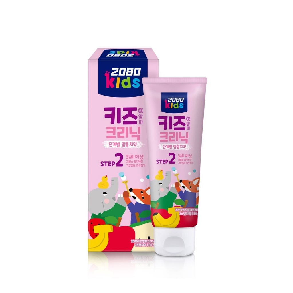 Kem đánh răng Kids Clinic 2080 bước 2 cho bé 3 - 5 tuổi mùi hoa quả chứa canxi cho răng chắc khoẻ, ngừa sâu răng 80g