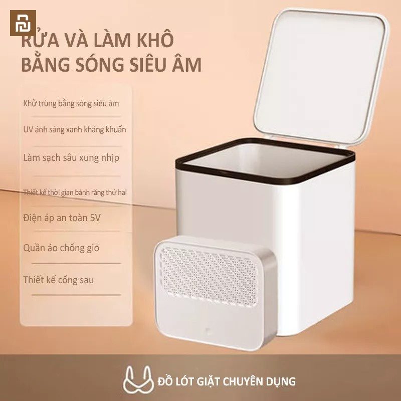 Youpin Máy giặt siêu âm nhỏ mini hộ gia đình USB quần lót quần lót tất máy giặt sấy khô khử trùng