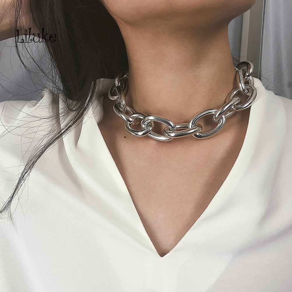 Vòng Cổ Choker Dây Xích Bản Lớn Cá Tính Cho Nữ