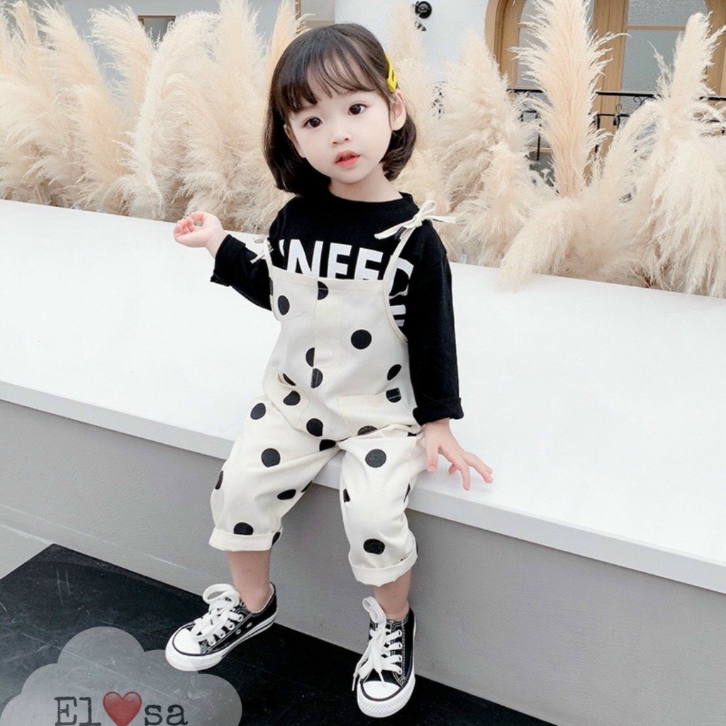 Set Yếm Chấm bi đen trắng cho bé yêu đủ size