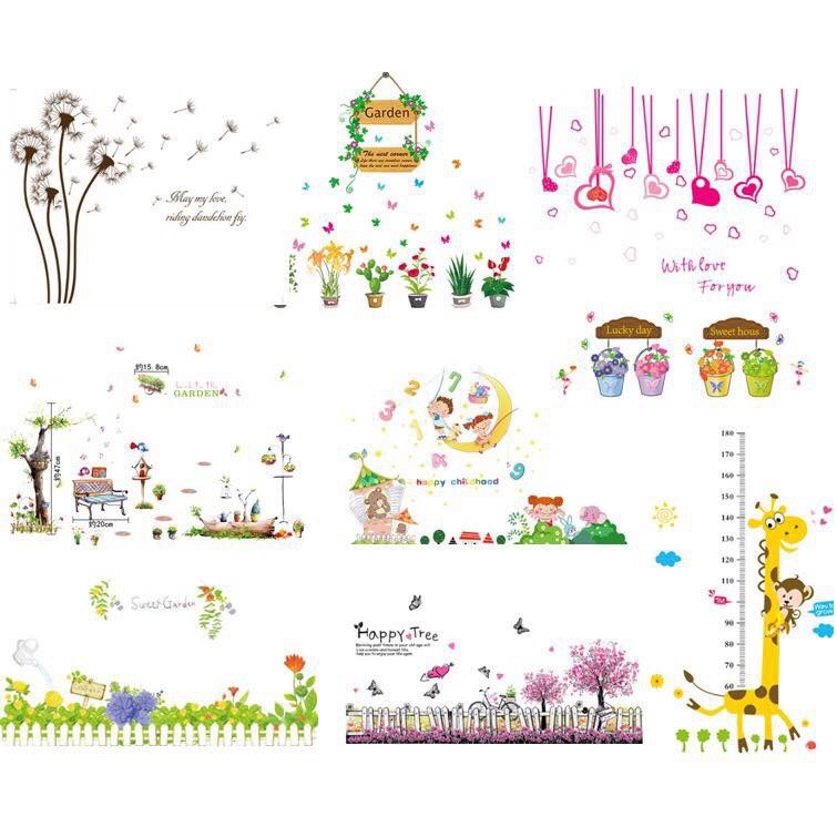 Combo 4 bộ decal trang trí siêu đẹp chống nước (inbox chọn mẫu)