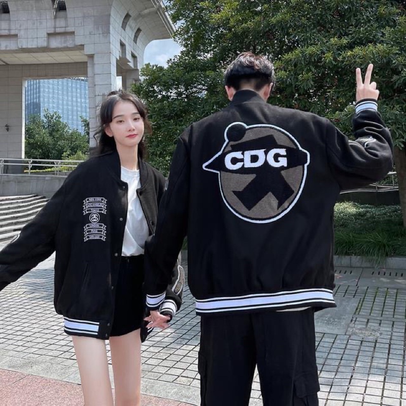 Áo Khoác Bomber Hình Thêu Thiết Kế Nổi Bật, Áo Khoác Đôi Phong Cách Trẻ Trung